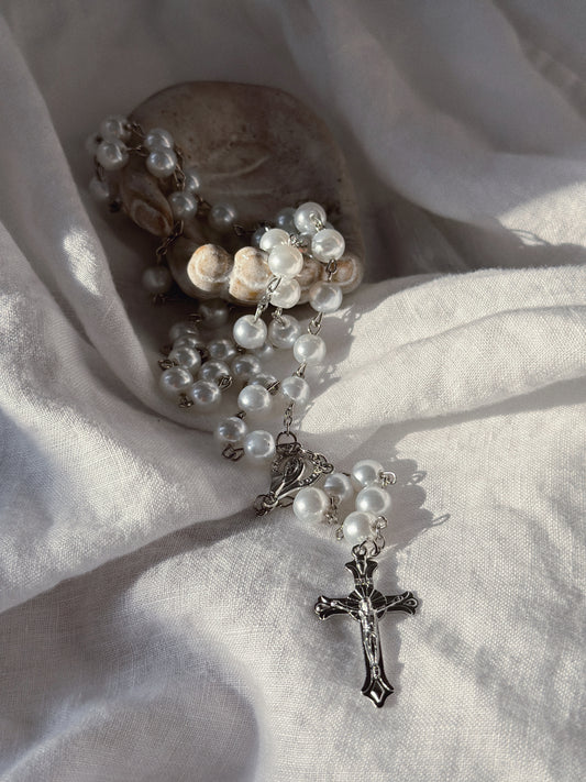 High-quality pearl rosary beads for prayer